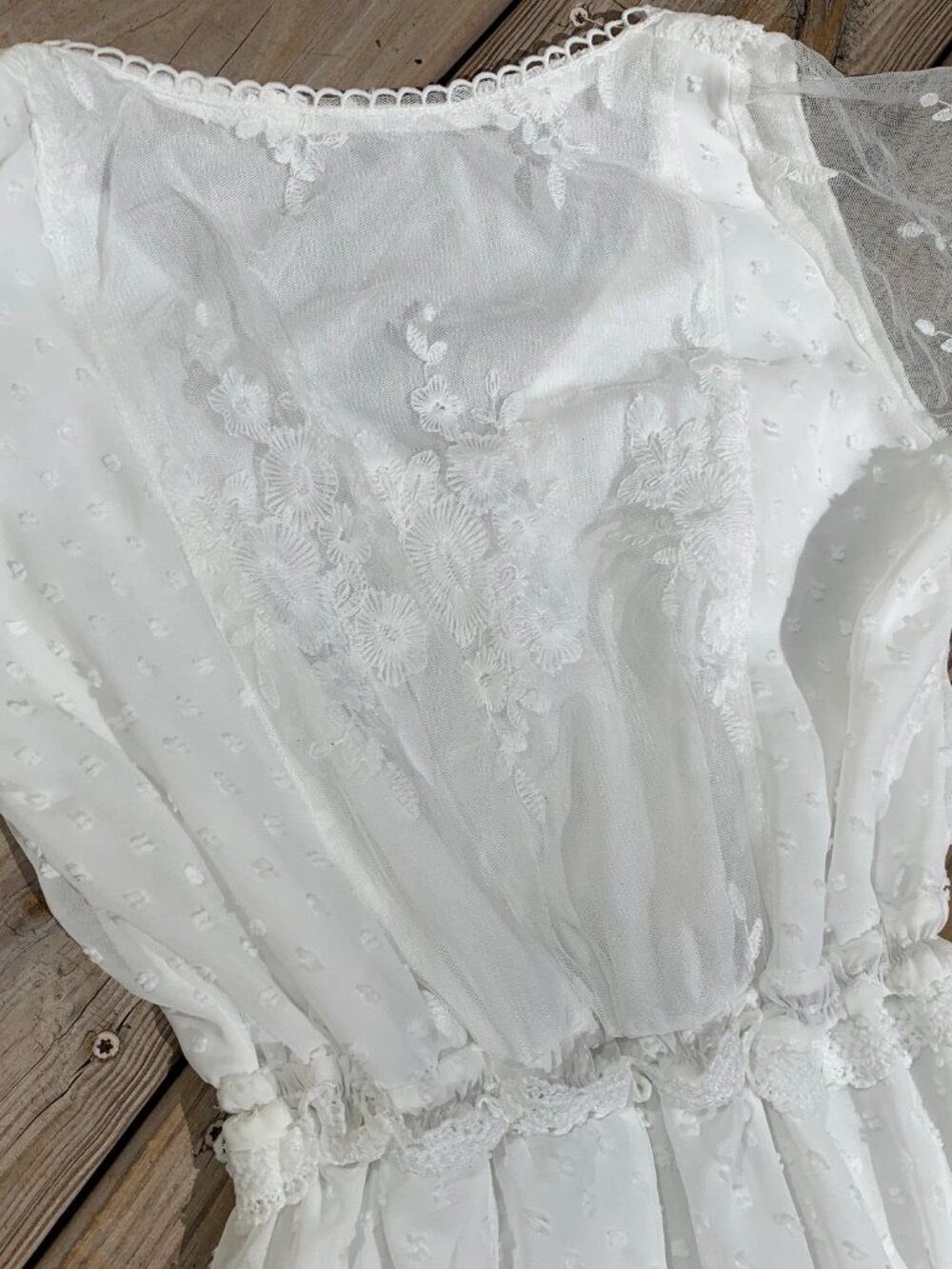 Vintage Boho Lace Wedding Dress Womens Small - Picture 11 of 16